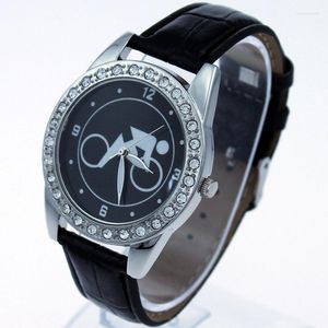 Wristwatches High Quality Brand Fashion Bicycle Watches Lady Women Men Watch Leather Crystal Diamonds Sport Analog Wristwatch L10