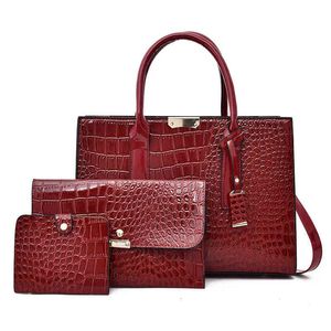 designers Designers HBP Women PU Leather Shoulder Bag Fashion Ladies Handbags Luxury Designer Casual Crocodile 3 Pieces Set Tote Bags