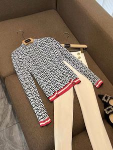 BS118 Women's Two Piece Pants Sweater Super Quality Autumn and Winter 2022 New Fashion Maze Diagram Thread Trim Half Collar Pullover