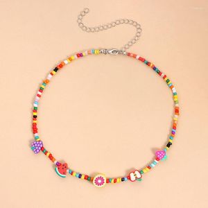Choker 2022 Lovely Fruit Colorful Beadeds Charm Statement Short Necklace For Women Bohemia Clavicle Jewelry Collar