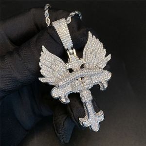 Fantastica collana Hip Hop da uomo placcata in oro giallo Bling CZ collana con pendente a croce ad angolo con catena a corda da 24 pollici bel regalo