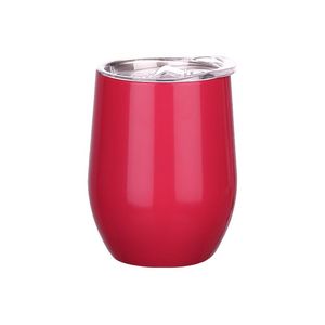 12oz Mini Mugs Stainless Steel Tumbler With Lid Egg Shape Cups Wine Glasses Vacuum Drinkware Cup RRA376