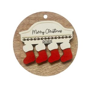 Creative Wooden Christmas Socks Room Decorations Family Group DIY Listing Xmas Decor Christmas Tree Pendant RRC653