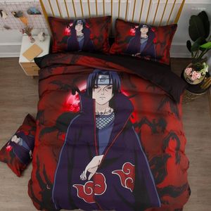 Bedding conjunta anime 3pcs caracteres de cover de edredão Conjunto de padrões com folha de travesseiro Frente dupla para crianças Cama de solteiro de meninos