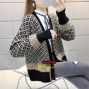 المرأة التطريز الفاخرة Cardigan Cashmere 7 Colors Streetwear مريحة الحجم الحجم في الخريف طباعة