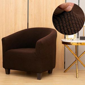 Chair Covers Stretch Plush Club Spandex Cover Armchair Slipcover Solid Color Plaid Single Sofa Protect For Pets Decor