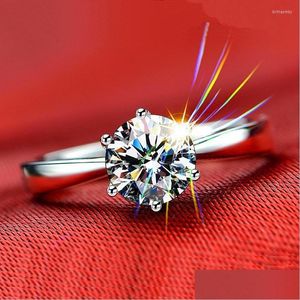 Anelli a grappolo Anelli a grappolo 925 Sier D Colore da 5 mm a 6 Anello in moissanite Taglio brillante 0 51 Moissanites Diamante Classico fidanzamento Ebreo Dhvfw