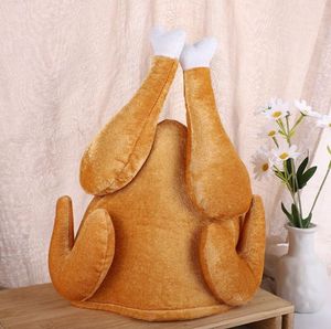 Plush Roasted Turkey Hats Spooktacular Creations Decor Hat Cooked Chicken Bird Secret For Thanksgiving Costume Dress Up Party SN24