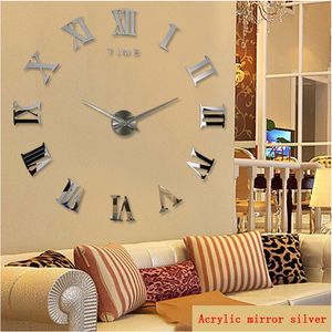 Wanduhren Diy Uhr 3D Wohnkultur Große Römische Spiegel Mode Moderne Quarz Kunst Wohnzimmer Uhr 221031