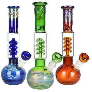 Colorful Pyrex Thick Glass Waterpipe Pipes Kit Dry Herb Tobacco Bong Down Stem Coil Filter Bowl Portable Handpipes Hookah Shisha Smoking Bong Cigarette Holder DHL