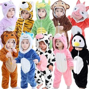 Inflant born Rompers Winter Animal Onesie Kids Jumpsuit Boy Girl Overalls Baby Lion Panda Unicorn Costumes Christmas Pajamas 211011