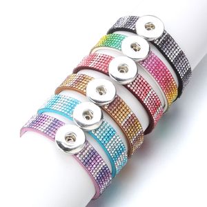 Charm Bracelets New Snap Button Bracelet Bangle Leather Crystal Rhinestone Fit Buttons Jewelry Drop Delivery Smtc5