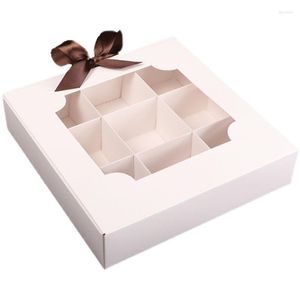 Present Wrap 10st Macaron Cupcake Boxes Puff Cake Chocolate Pudding Dessert Packing for Bakery Wedding Party Festival Favors