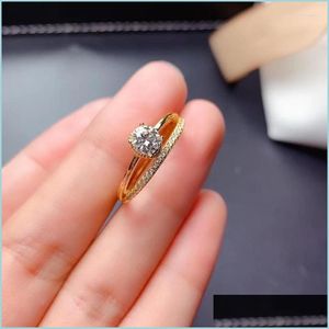 Anéis de cluster Rings Cluster Shop Low to Earth 0 5 Anel de Moissanita para Mulheres 925 Sier Gold Birthday Birthday Gift Shiny Better Engageme Dhl9q