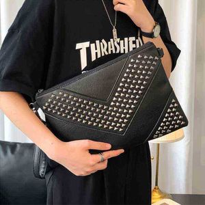 Evening bag Fashion Cluth Bag For Men Wallet Handbags Leather Hand Bags Designer Rivet Envelope Purse Man Unisex Bolso De hombre 220728