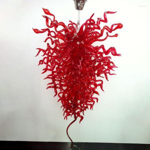 Lampadari Lampadario in vetro di Murano fatto a mano Lampadario Luci a LED Rosso puro stile Chihuly