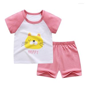 Kläderuppsättningar ZWY1750 Fashion Summer Baby Girls Boys Sport T-short Shorts 2st/Set Toddler Cotton Costume Kids Tracksuits