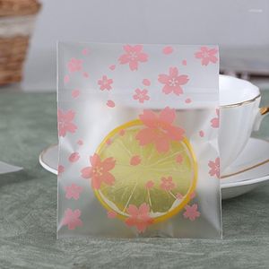 Gift Wrap 100 Pcs / Set Wedding Party Supplies Self-adhesive Frosted Translucent Cookie Candy Bags Cherry Pattern Nice Life Gadgets