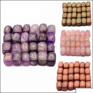 Taş gevşek boncuk takılar 25pcs doğal kristal rec prototip değerli taşlar kehanet fal dengeleme rune reiki iyileştirici dini otidb