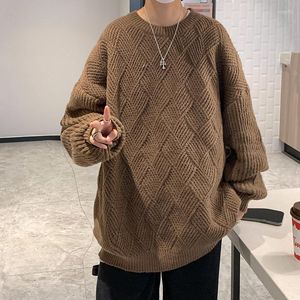 Men's Sweaters Winter O-neck Sweater Men Warm Fashion Casual Knit Pullover Korean Loose Plaid Long Sleeve Mens Jumper Clothes S-2XL