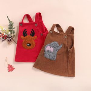 Mädchen Kleider Weihnachten Geboren Kleinkind Baby Mädchen Kleid Rot Hirsch Print Strap Cord Kleidung Weihnachten Party Kostüm