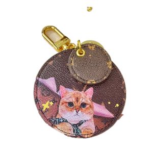 Designer Unisex Key Wallet Animal Letter Ladies Round Metal Keyring Cute Cats Dogs Female Keychain Famous Brand Women Men Totes Ba264w