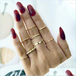 Cluster Rings Cluster Rings Ifkm 8 Styles Trendy Boho Midi Knuckle Ring Set For Women Simple Raffined Geometric Finger Fashion Bohemi Dhl9i