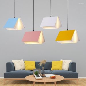 Pendellampor Creative Book Lamp Study Library Hanging Lights Nordic Dinning Room Bar Home Loft Takdekor Bedrum Belysning Fixtur