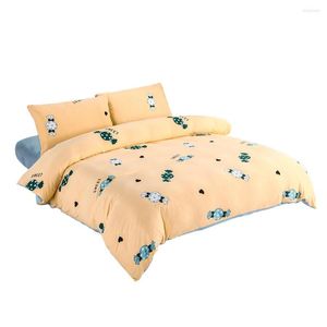 Bedding Defina a cama amarela Twin Duvet Cover Candy Padration Colcha de ângulo reto de folha plana com travesseiros King tamanho 4pcs
