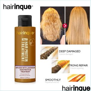 Shampoo Balsamo Hairinque Lavanda 12 Trattamento per capelli alla cheratina Uso professionale Riparazione danni 30 minuti Raddrizzamento Prodotti per la cura Dhibm