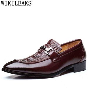 DRES Shoe Crocodile Shoe Black Busines Men Oxford Leather Suit Italian Sapato Social Masculino Mariage 2022 220723