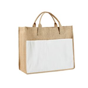 Sublimation Linen Storage Bags Thermal Transfer Blanks Linen Hand Bag 43x35cm Pocket with Handle Wholesale A02