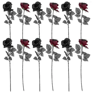 Декоративные цветы розовые цветочные фальшивые искусственные розы черный букет из искусственного шелкового свадебного декора.