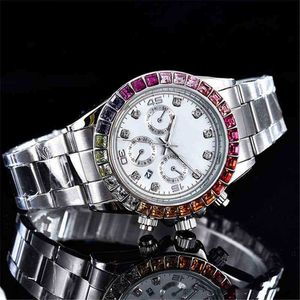 Orologio da polso di design, orologio da polso di design, orologio da polso di lusso con cinturino in acciaio con diamanti stellati, orologio da donna con diamanti colorati, moda P6VNL