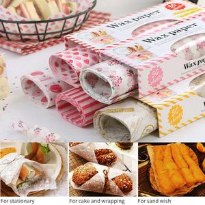 Presentförpackning 50st Matförpackningsvaxpapperspappning Cake Sandwich Nougat Snack Oil-Baking Bakcuits Packages
