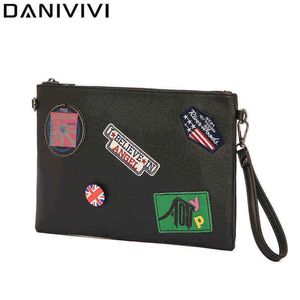 Bolsa de couro de envelope de bolsa de noite para homens bolsa preta cluth moda moda coreana carteira de grande capacidade dia manual man m￣o s 220728
