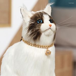 Dog Apparel Cute Bell Pendant Pet Collar Fashion Holiday Party Collars For Pets Gold Color Chain Cats Puppy Dogs Supplies Accessories