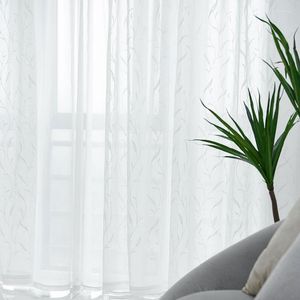 Curtain & Drapes White Embroidered Tulle Window Curtains For Living Room European Voile Sheer Bedroom Kitchen Door Drape Blinds DecorCurtain