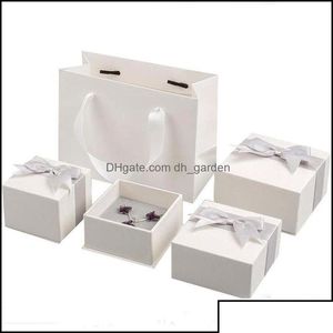 Schmuckschatullen Verpackung Display Hochwertige weiße Papierschachtel mit Halskette, Ring und Bandbeutel Ohrring Geschenkschmuck O Ott86