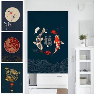 Curtain Chinese Koi Door Hanging Half-Curtain Kitchen Bedroom Entrance Noren Fengshui Curtains For Home Doorway Decor Drapes