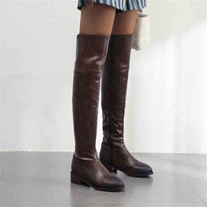 Boots Simple Style Winter Thick with Fashion Round Head Short Plush Zipper Rubber Bottom Over Knee Women 220901