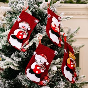 Decorazione natalizia tendenza calzini rossi netti borsa regalo in lino ciondolo vacanza importante RRA341