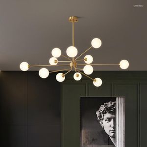 Chandeliers Nordic Gold Chandelier Lighting Copper For Living Room Bedroom Kitchen Magic Bean Ball Glass Deco Design Metal