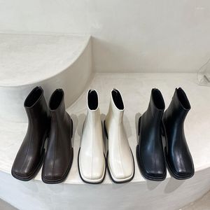 Botas de inverno mulheres tornozelo branco preto marrom dedo dedo dedo lapidado de dedo baixo de salto baixo do zíper 2022 Botas de sapatos esticados