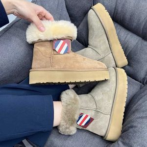 Australia Designer Platform Booties Tasman Slipper Braid Comfy 2022 Women Suede Sheepskin Fur Lined Slides Winter Shoes Chestnut Boots Tazz Men Kid Child 34-43 427
