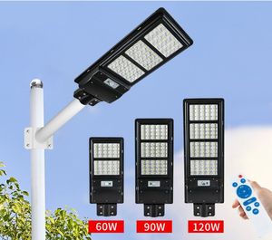 90W 120W 160W Lampione stradale solare Lampada impermeabile PIR Sensore di movimento Telecomando Illuminazione esterna Luce di sicurezza con palo