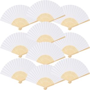 White Folding Fan Portable Chinese Bamboo Paper Fans Wedding Gift For Guest Birthday Party Decoration Kids DIY Painting