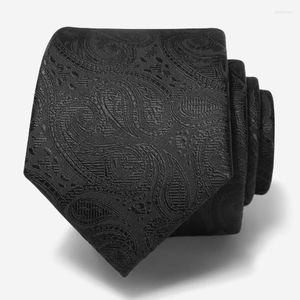 Bow Ties Brand High Quality Business Tie For Men Fashion Necktie Classic Black Paisley 7CM Dress Suit Gentleman Work Party Gift Box