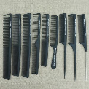 Hair Brushes 9 Pcs Black Salon dressing Comb Carbon Anti Static Heat Resistant Barber Cutting Care Styling Tools 221028