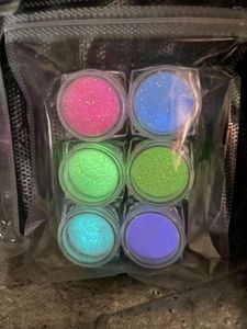 Nail Glitter 6 Box/Set Glow In The Dark Powder Luminous Dust Epoxy Chrome DIY High Lighting Shiny Gloss Pigment 0.2mm
